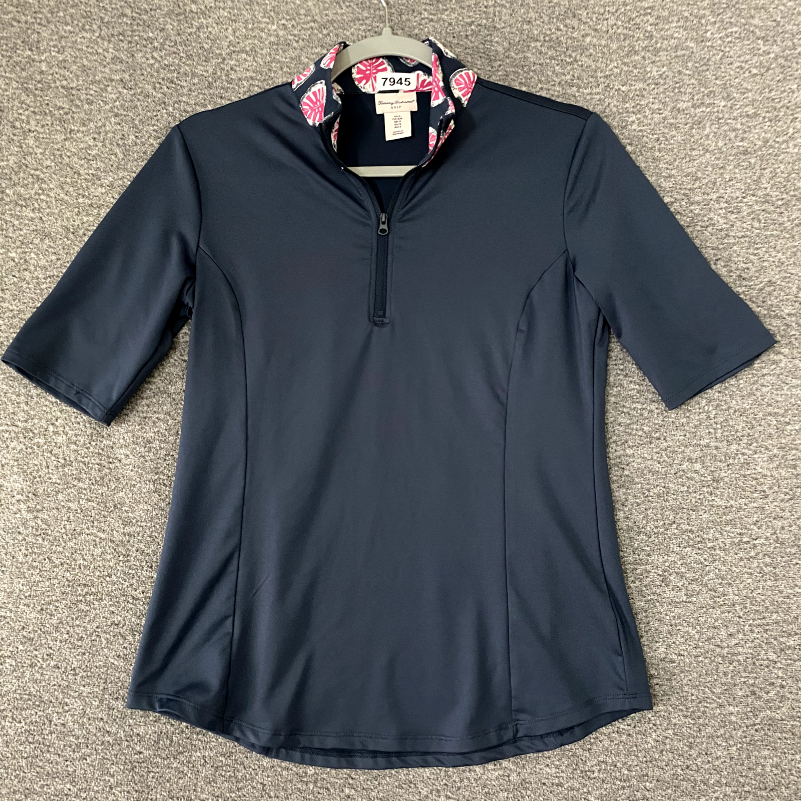 Women's Size U.s Small Dark Blue Zip Up Collar Polo Shirt