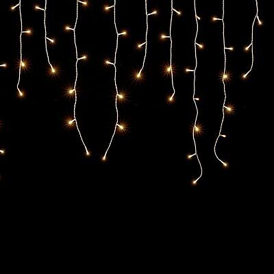 200 Warm White LED Icicle Lights Snowing Effects Xmas Outdoor Christmas Roof