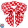 UP URARA PUP Red and Pink Plaid Dog Collarwith Bow Tie– Adjustable Red and Pink Checkered Dog Collar for Small Medium Large Dogs, Soft Xmas Plaid Puppy Collars with Quick Release Buckle M