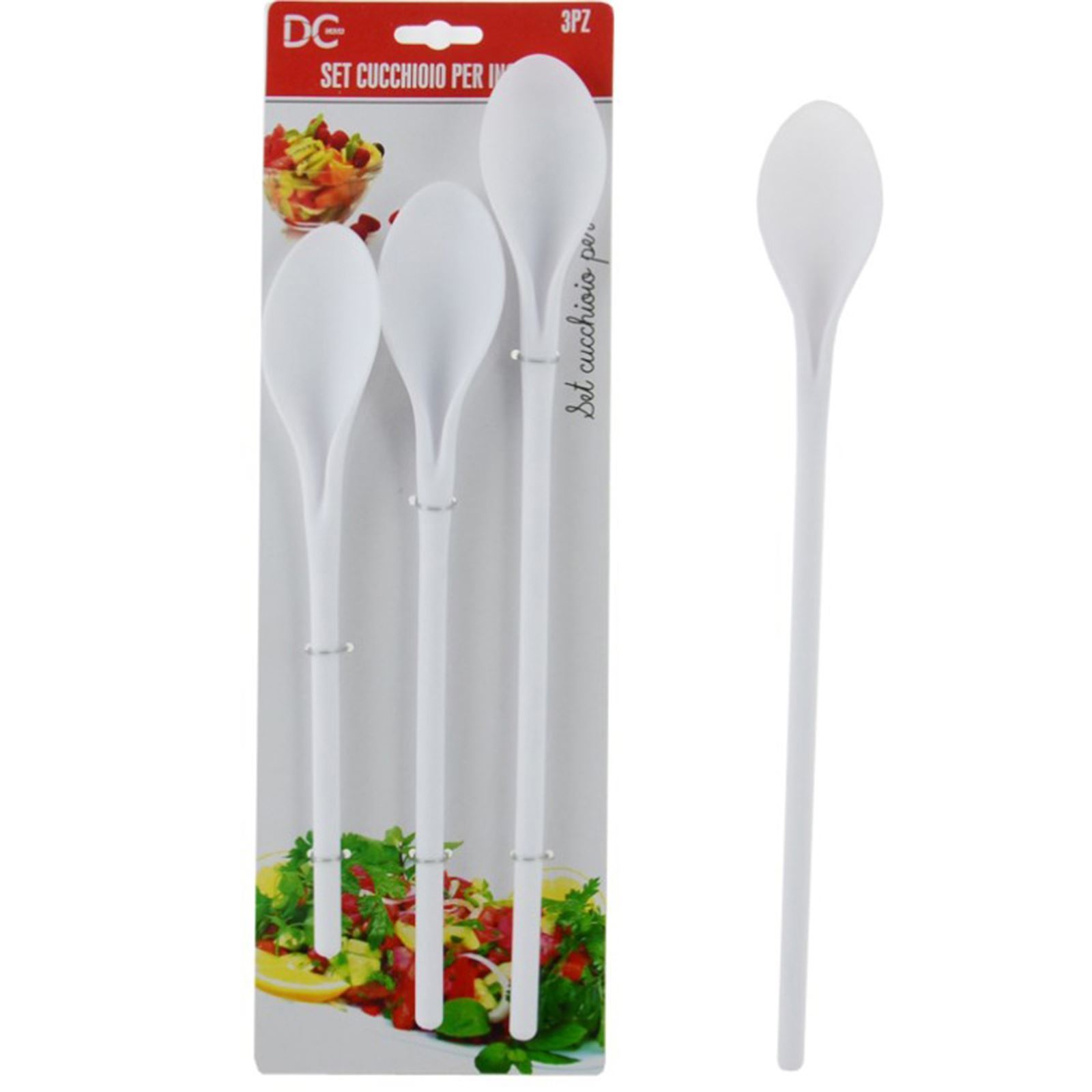 Set 3 Cucchiai In Plastica Per Insalata Da 25 - 29 - 33.5 Cm dfh