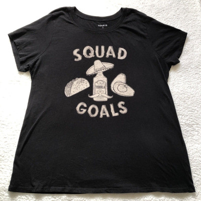 Torrid T Shirts 2 2X 18 20 Black Stretch Tequila Drink Tacos Squad Goals Graphic