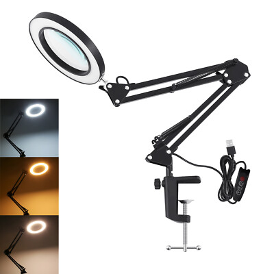 10x Magnifying Glass Desk Light LED Magnifier Lamp Reading Lamp + Table Clamp