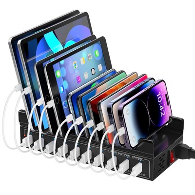 USB Charging Station, 10 Port 200W Multi Port USB Charging Station QC3.0, Mul...