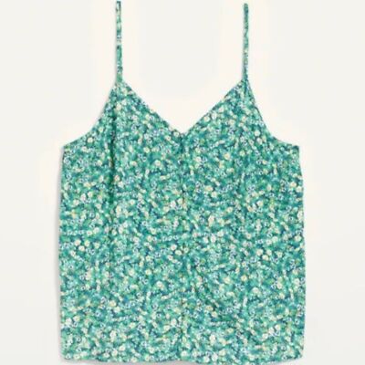 Old Navy Women's Green Floral Button Down Cami Tank Top Size Small NWT