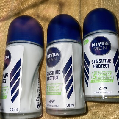 3  Nivea Men Sensitive ProtectDeodorants Antiperspirants Roll-on With Chamomile