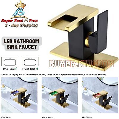 Grifo De Lavabo De Baño Que Cambia De Color LED Light Faucet Sink Single Handle