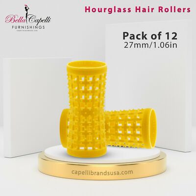 Hourglass All Hair Types Unisex Rollers-Yellow 27mm/1.06in   Pack of 12