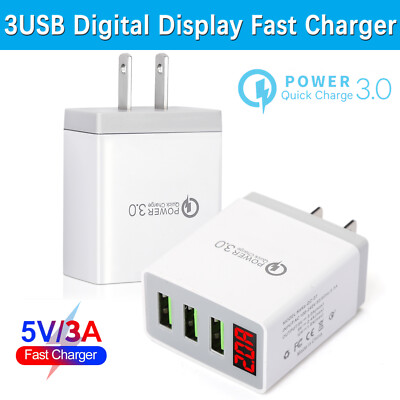 3-Ports Fast Wall Charger Charging Block Phone USB Cube For iPhone iPad Samsung