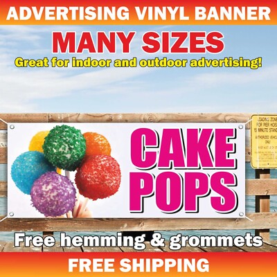 CAKE POPS Advertising Banner Vinyl Mesh Sign Holiday Decoration Confectionery