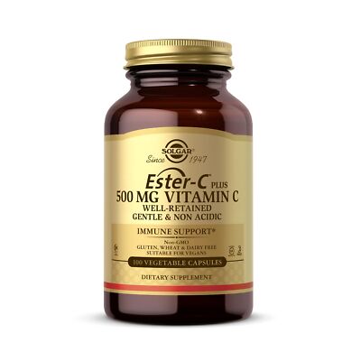 Solgar Ester-C Plus 500 mg Vitamin C-100 Vegetable Capsules-Exp. 11/24