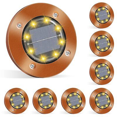 Outdoor Waterproof Flat In Ground Solar Disk Lights 8 Pack F