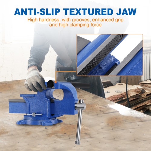 6" Heavy Duty Bench Vise with Anvil Swivel Locking Base Table Top Clamp Vise