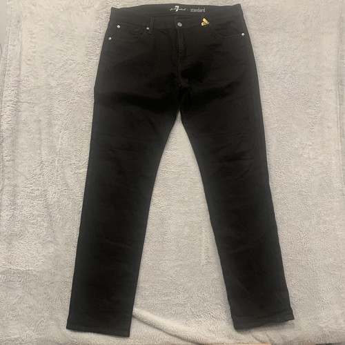 S 38x34 Black Standard Straight Denim Zip Fly Stretch