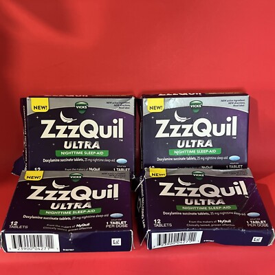 Vicks ZzzQuil Ultra Nighttime Sleep Aid 12 Tablets x 4PK Exp 9/23+ plz read