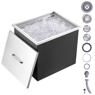 VEVOR 21''x17''x18'' Drop in Ice Chest Ice Cooler Ice Bin Stainless Steel w/Cover
