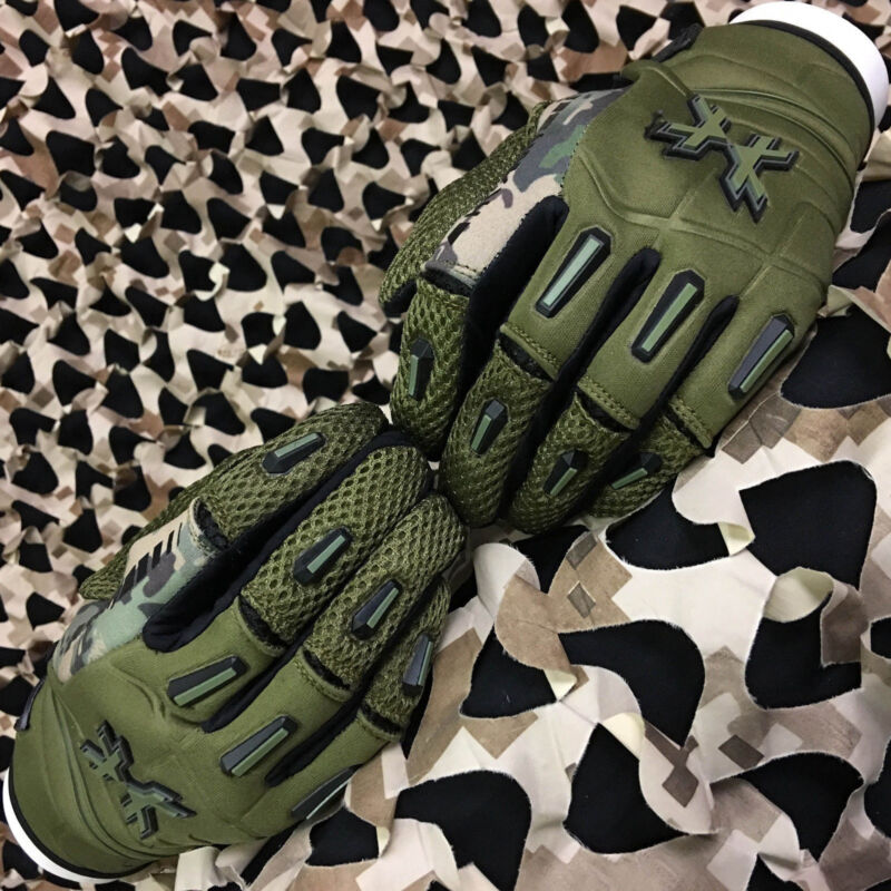 NEW HK Army FULL FINGER Hardline Paintball Gloves - Olive HSTL Camo - X-Large