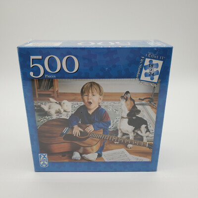 FX Schmid 500 Piece Puzzle  The Duet  Boy & Beagle Singing w/ Guitar