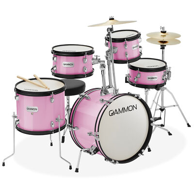 5-Piece Junior Drum Set, Beginner Percussion Kit with Stool and Stands