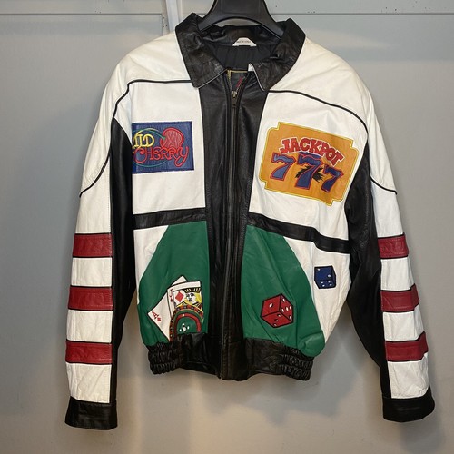 Vintage Las Vegas Stalian Leather Jacket 80s 90s Rare Size