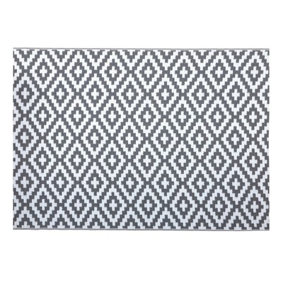Nuu Garden Outdoor Reversible Rug, Rectangular Foldable Mat, Cream/Onyx 5.3' x 7
