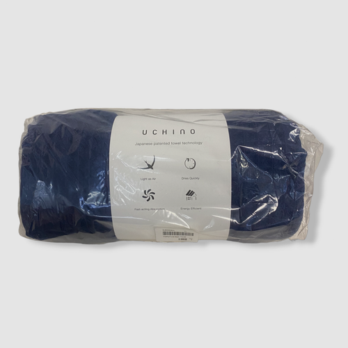 $45 Uchino Blue Waffle Twist 100% Cotton Bath Towel 30" x 60"