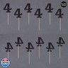 Gexolenu 24 PCS Black Double-sided 4th Birthday Cupcake Toppers, Glitter Age FOUR Cake Picks Decor, Fourth Happy Birthday Party Decorations Baby Shower Anniversary Party Supplies