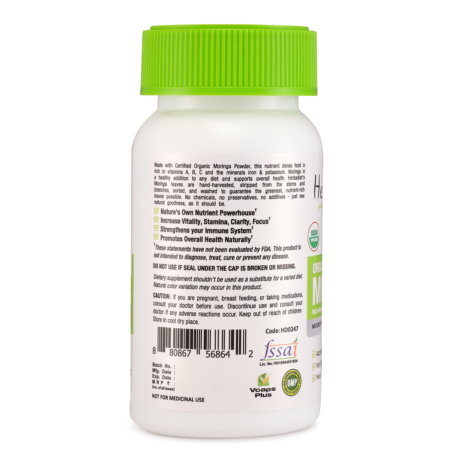 Organic Moringa Oleifera Natural Leaf Powder 500mg TABLETS Pills -1 Month Supply - Picture 3 of 4