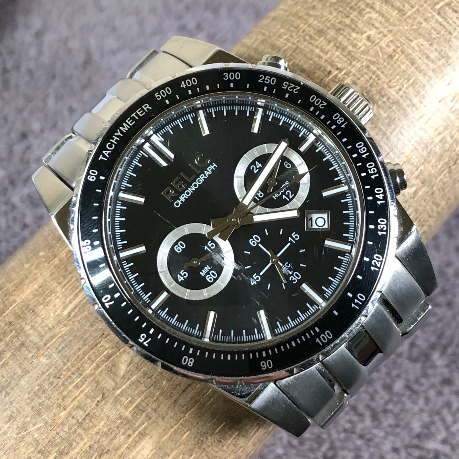 Relic Men ZR66029 Classic Chronograph Silver Tone 44mm