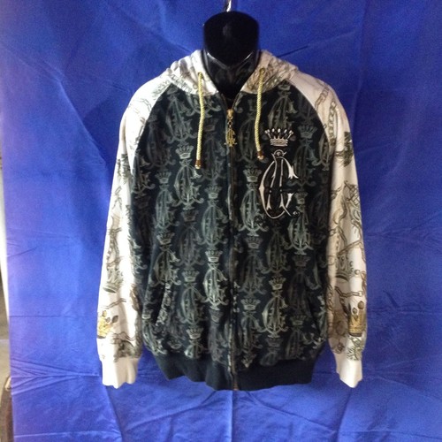 Christian Audigier Skull Graphic Embroidered Full Zip Jacket Black