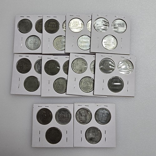 1943 P D S **STEEL Wheat Head Lincoln Cent 3 Coin Set,**  Penny Lot 