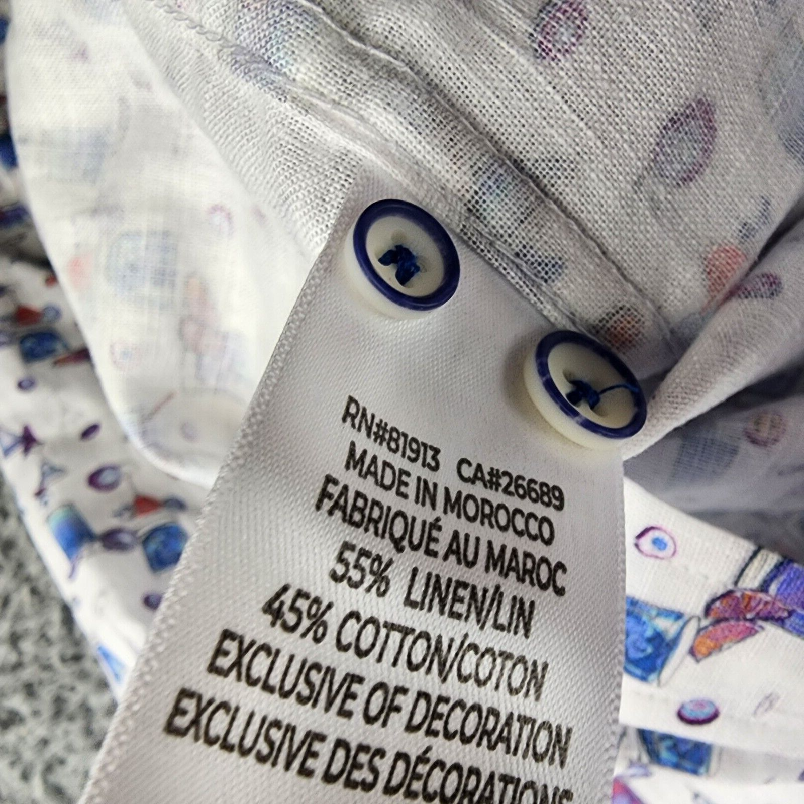 Robert Graham Linen Blend Button Front Shirt Men's L Blue Hawaiian Long Sleeve - Picture 13 of 16