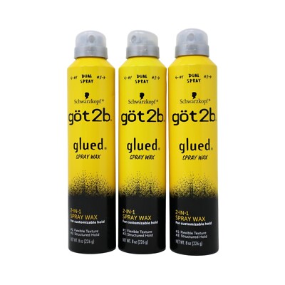 got2b Glued Spray Wax with 2-in-1 Dual Spray Nozzle, 8 oz - 3 Pack
