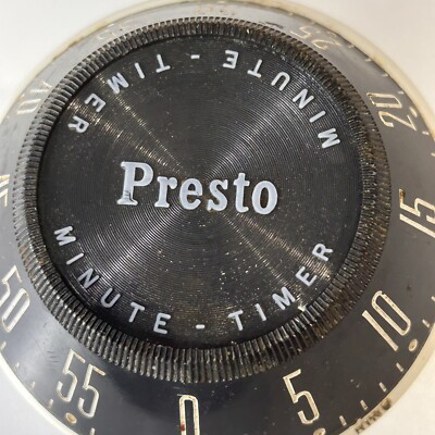 VTG Presto Loud Ring 60 Minute Timer Atomic Mid Century MCM Black White Kitchen