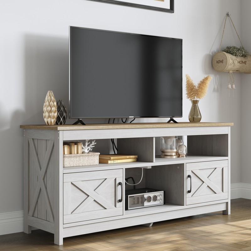 Cabinet With Power Outlet & Usb Ports Media Console For 65 I