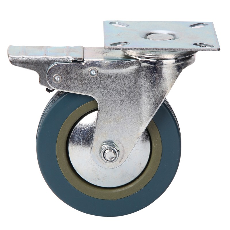 4 X Heavy Duty 100mm Rubber Swivel Castor Wheels Trolley Caster Brake