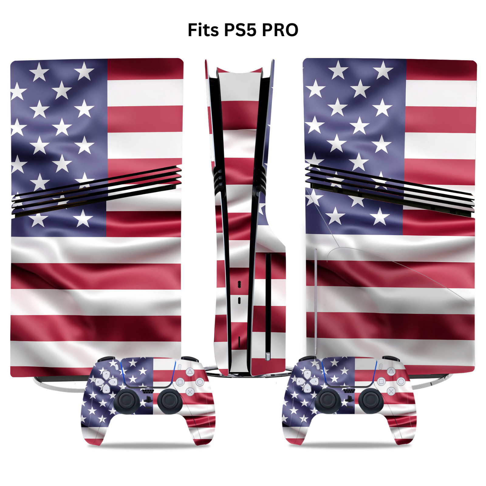 Fits PS5 PRO Disc Console & 2 Controller USA Flag Vinyl Wrap S...