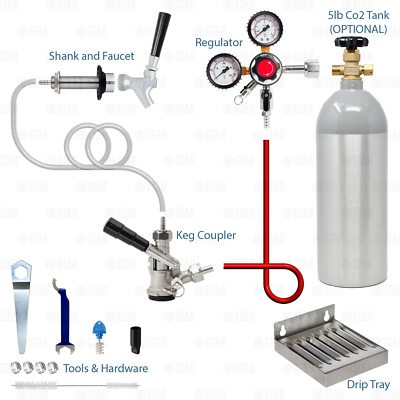 1 Tap Domestic Keg Beer Kegerator Conversion Kit Sankey D 5lb Aluminum CO2 Tank