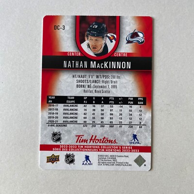 2022 Upper Deck Tim Hortons Collectors #DC-3 Nathan MacKinnon Die-Cut
