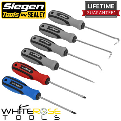 Siegen Mini Pick Screwdriver Set Cotter Pin O-Ring Seal Remover PH0 SL3 6pc