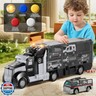 NIPLOOOW Police Trucks Toy Set with Play Mat, Carrier Truck Play Vehicles Set for 3 4 5 6 Years Old Boys Kids, Die-Cast Car Toy for Toddlers 3-4 Years, Birthday Gifts Toys for 3-9 Year Old Boys