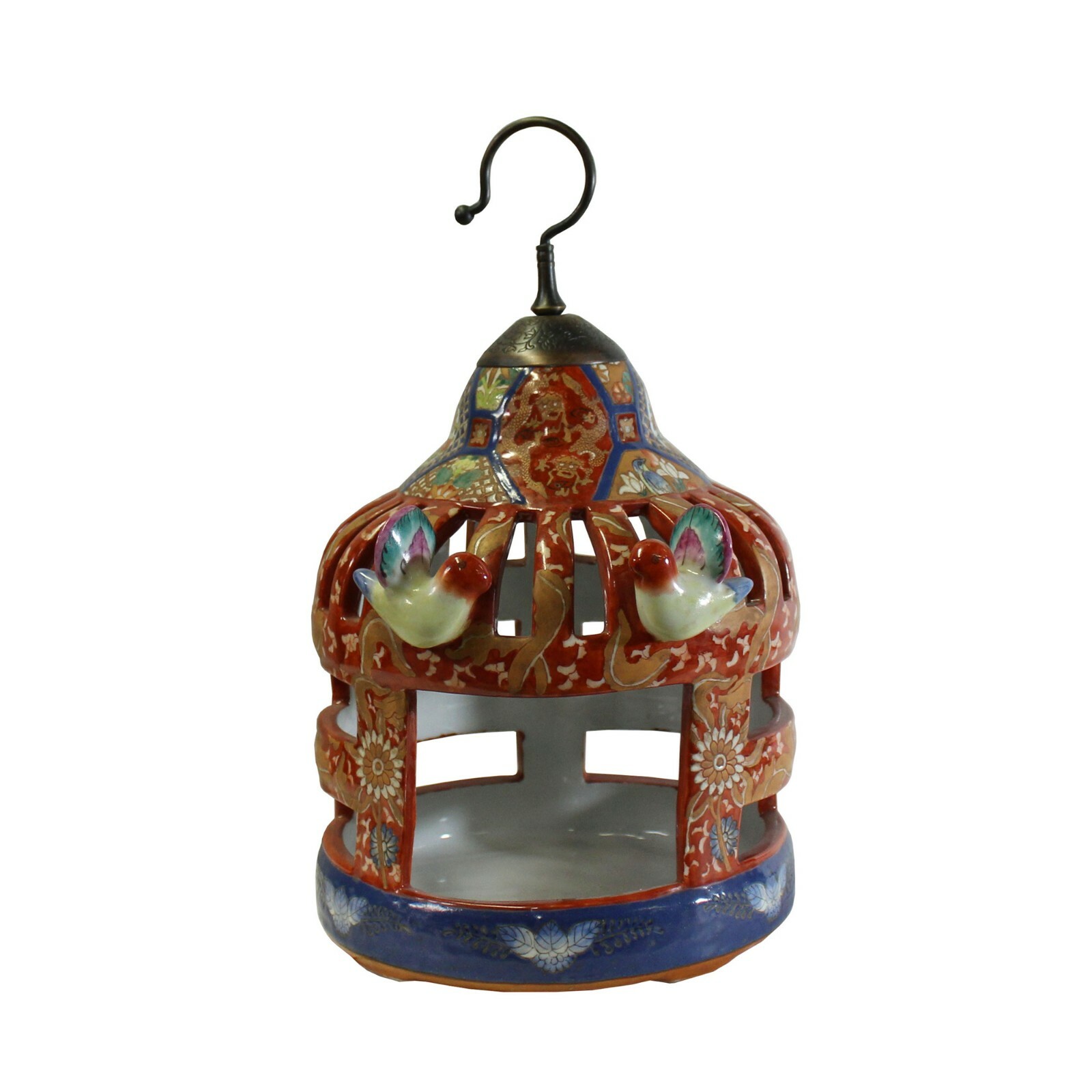 Chinese Vintage Handmade Red Ceramic Birdcage Shape Display Figure cs5231S Chinese Vintage Handmade Red Ceramic Birdcage Shape Display Figure cs5231S