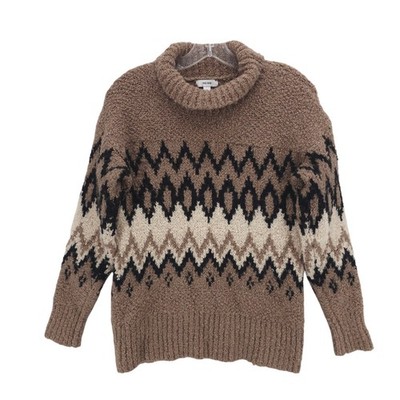 REISS Bobbi Sweater Fair Isle Funnel Neck Chunky Knit Women's SMALL