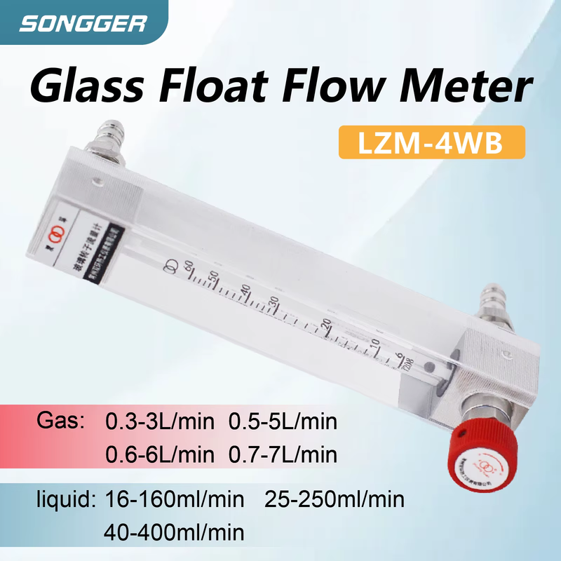 Glass Tube Variable Area Flow Meter LZB-4WB Micro Flow Rotameter for Gas Liquid