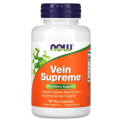 Now Foods Vein Supreme 90 растительных капсул с гарантией качества GMP, веганский, вегетарианский