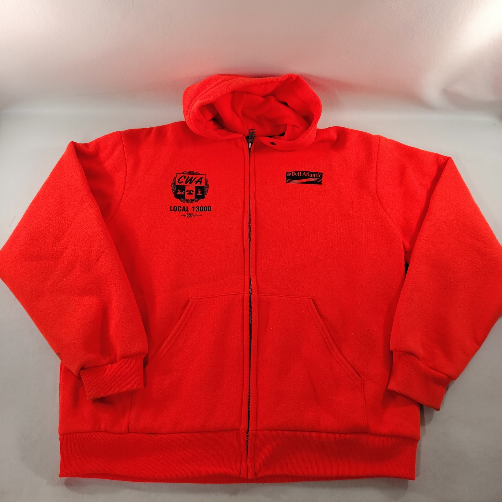 Muleskins Hoodie Orange Full Zip CWA Local 13000 Mens | eBay