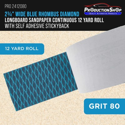 80 Grit PSA Diamond Shape Longboard Sandpaper 2.75" x 12 Yard Roll Self Adhesive