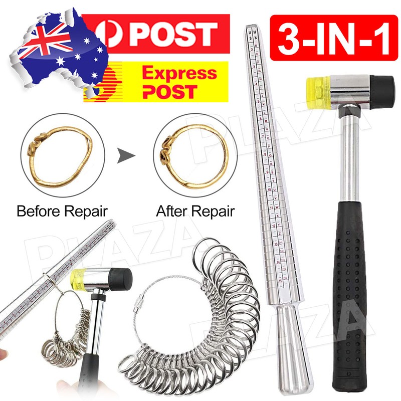 Silver Ring Sizer Size Gauge Tool Finger Measuring Stick Metal Ring Mandrel Set