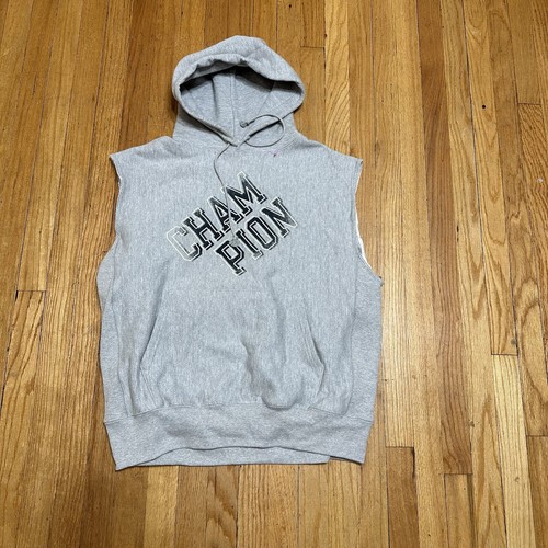 Vintage Champion Men's Reverse Weave Sleeveless Hoodie L 90s