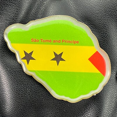 SAO TOME & PRINCIPE METAL FRIDGE MAGNET SAINT THOMAS COUNTRY MAP AND FLAG 