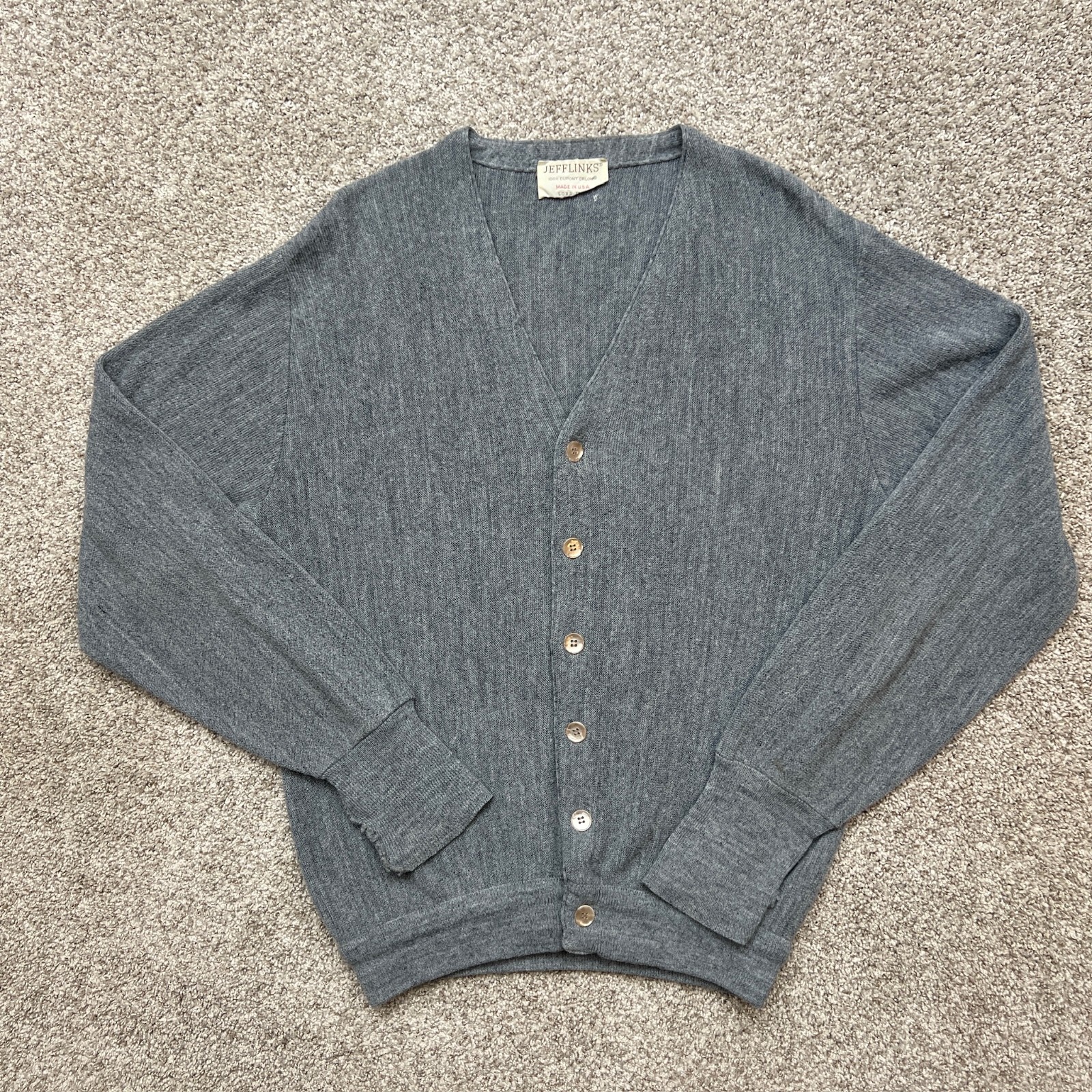 Vtg Jefflinks Lord Jeff Red Acrylic Grandpa Cardigan Sweater